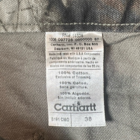 Vintage B191 CMO Carhartt RealTree 38W Carpenter Shorts Duck Canvas Camo VTG - Picture 12 of 15